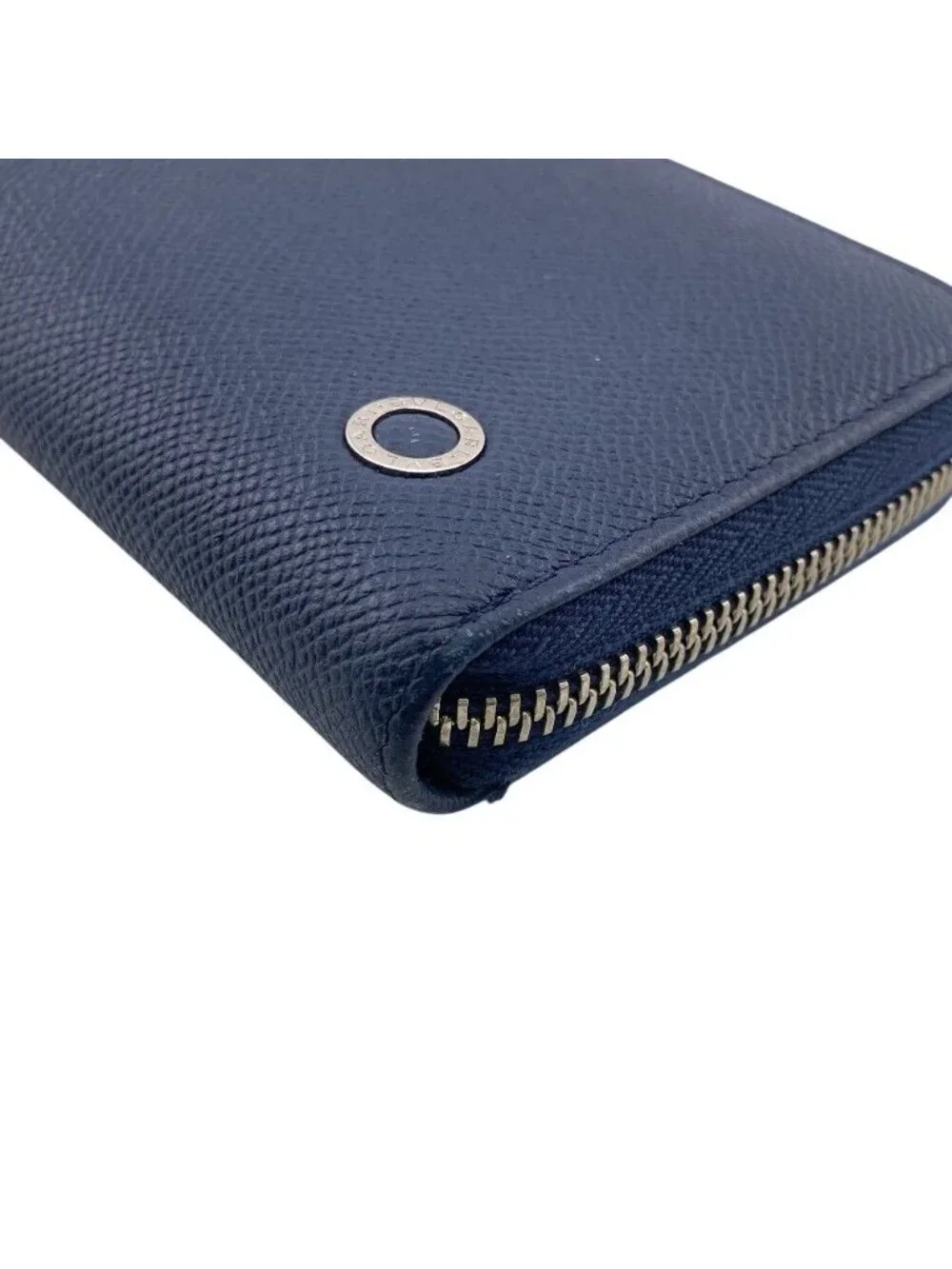 Bvlgari Wallet Man Zip Around Leather Navy